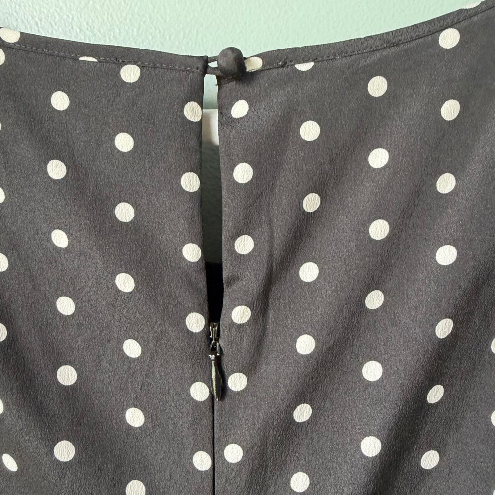 Talbots Sleeveless Dress Black White Polka Dot Sash Tie Belt Office Travel 12 - Picture 9 of 15
